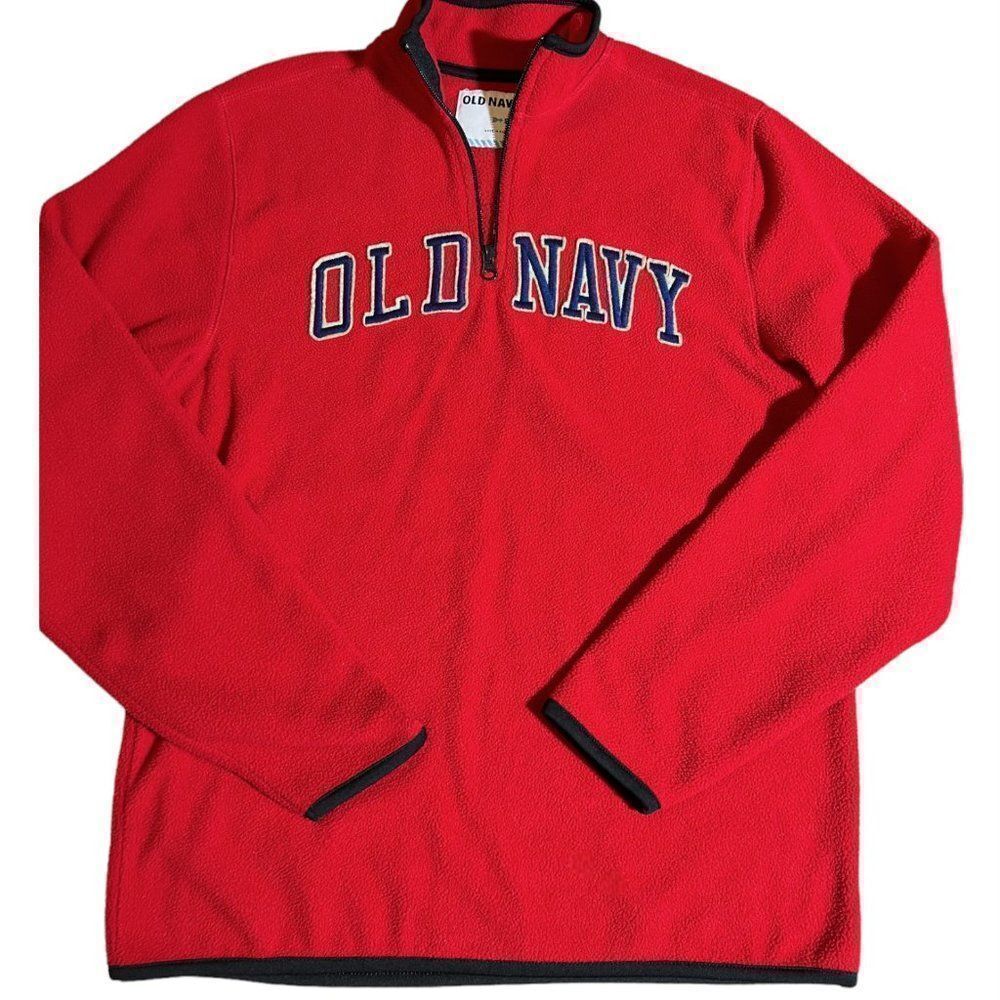 Old Navy Long-Sleeve Fleece Jacket, Robbie Red, 3/4 Sleeves, Men's Small EUC - Picture 5 of 9